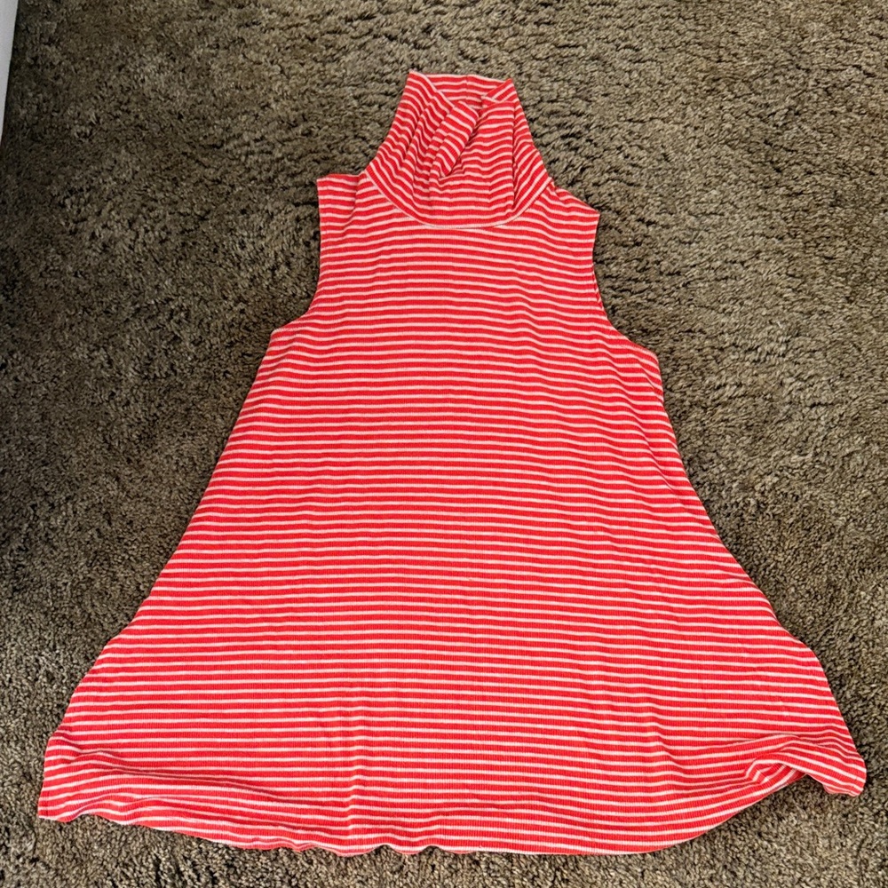 Red and Grey Striped Sleeveless Top